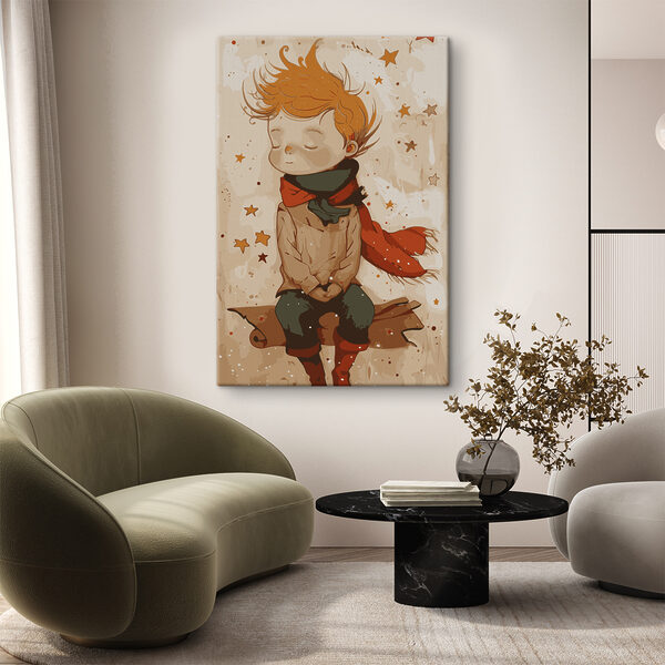 A cartoon of a boy sitting on a carpet A cartoon of a boy sitting on a carpet