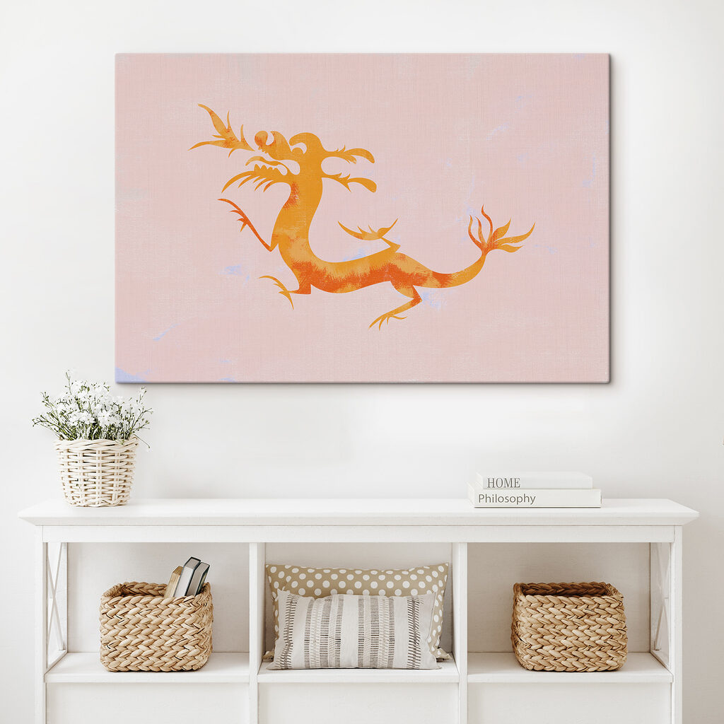 A orange dragon with long tail A orange dragon with long tail