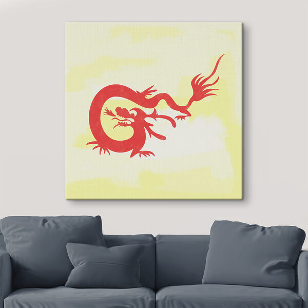 Cuadros Un dragón rojo sobre un fondo amarillo (SKU: s38338) Cuadros Cuadros Un dragón rojo sobre un fondo amarillo (SKU: s38338)