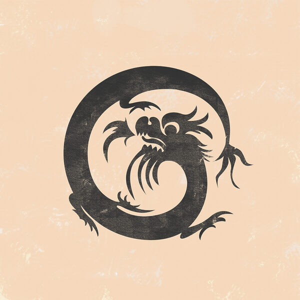 A black dragon with a long tail