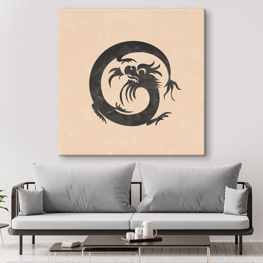 A black dragon with a long tail