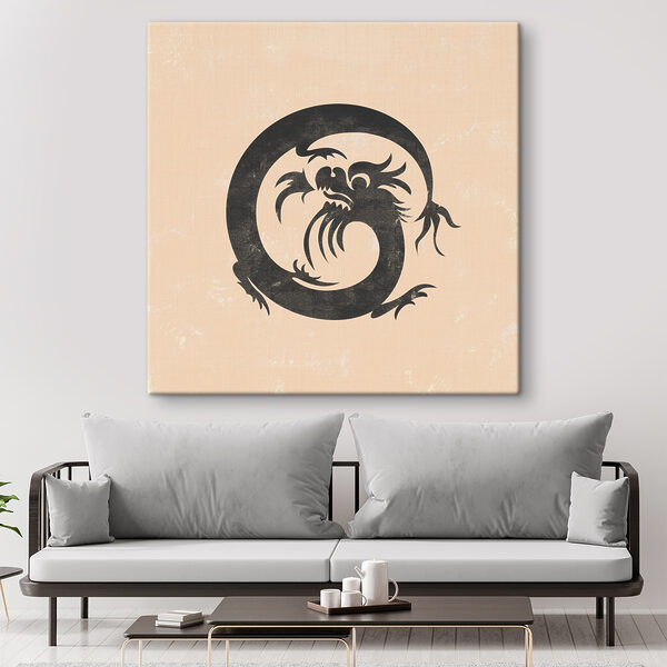 A black dragon with a long tail