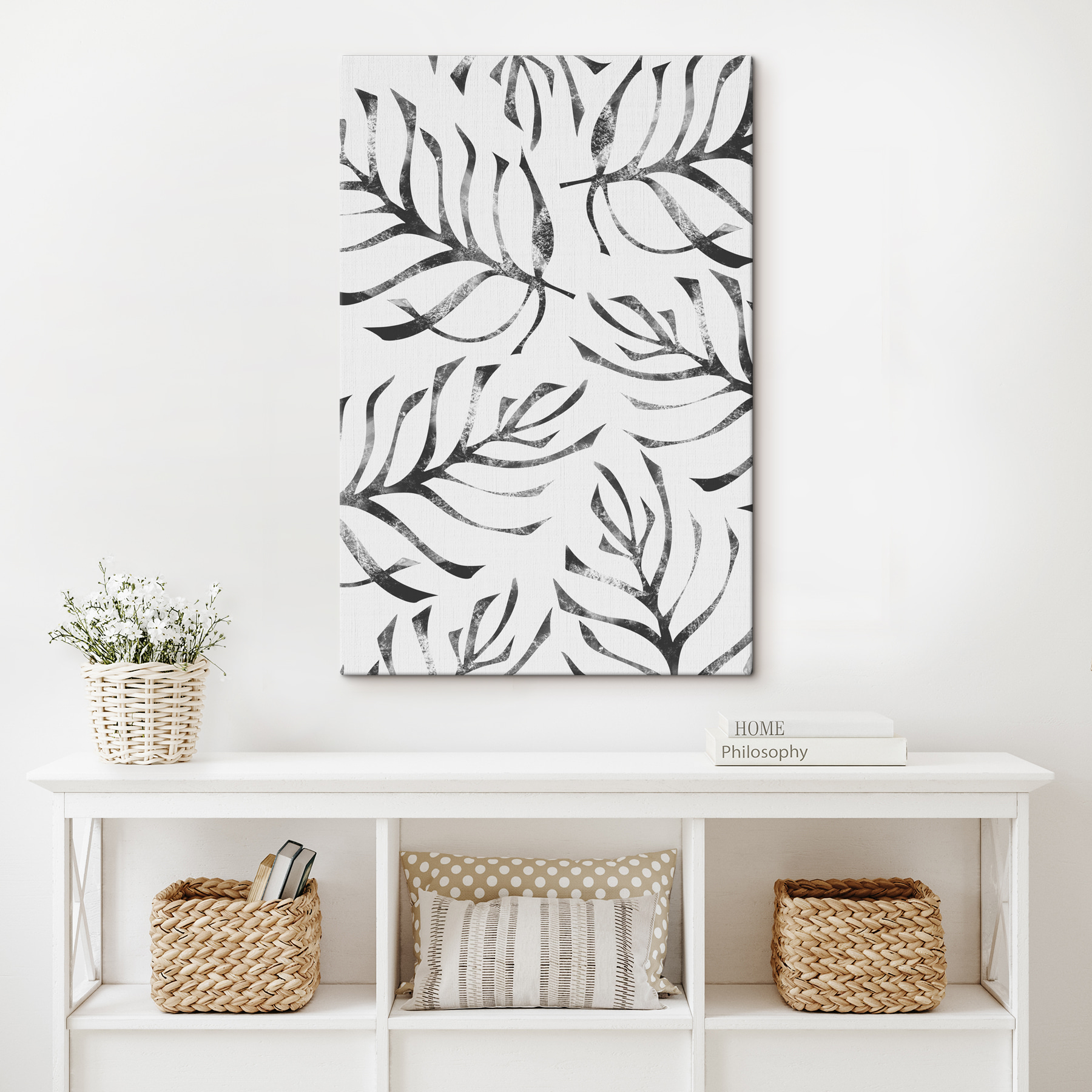 A pattern of leaves on a white background A pattern of leaves on a white background