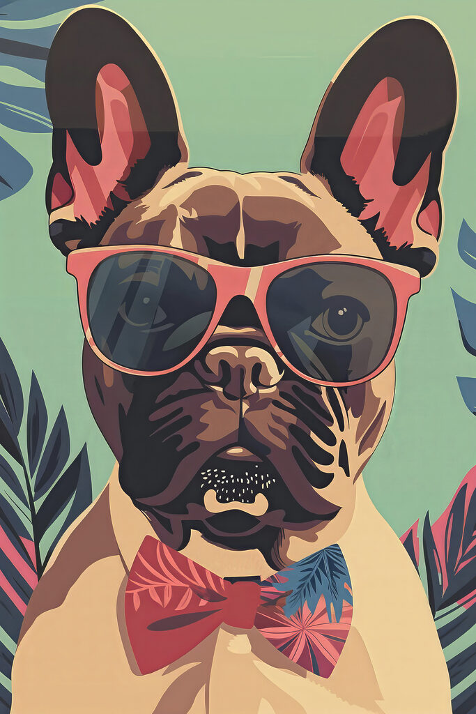 A dog wearing sunglasses and bow tie
