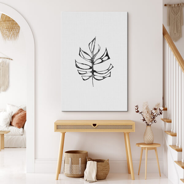 A black and white leaf