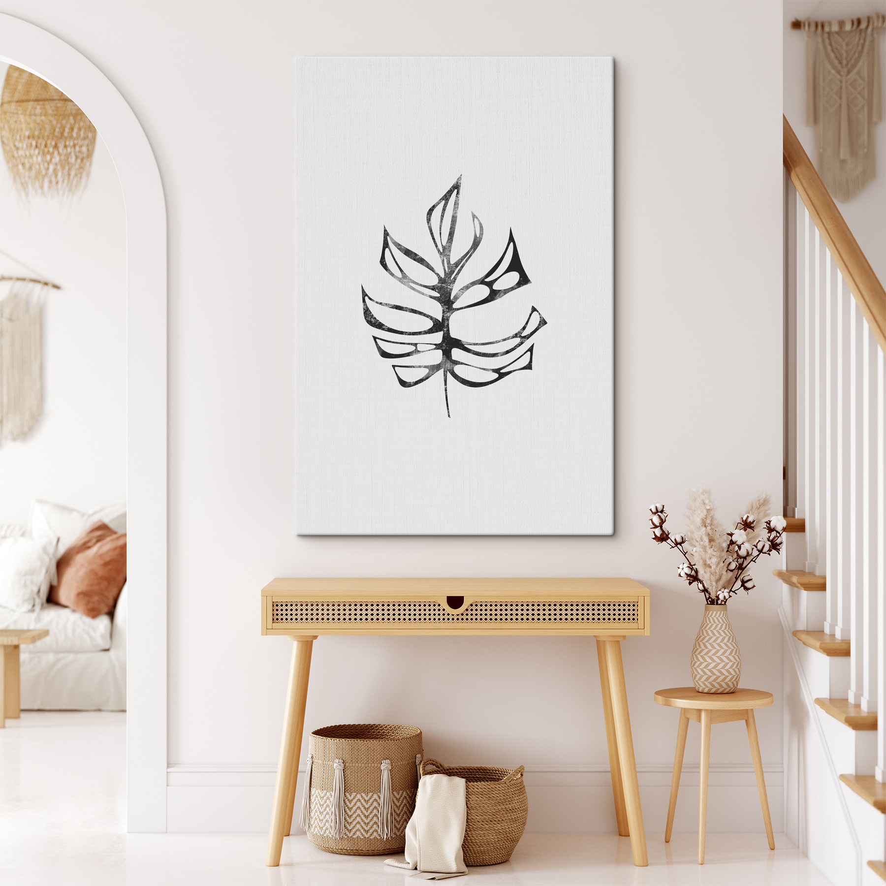 A black and white leaf