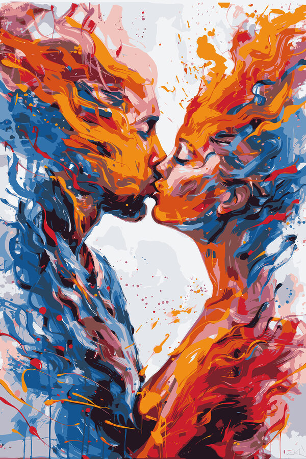 A man and woman kissing A man and woman kissing