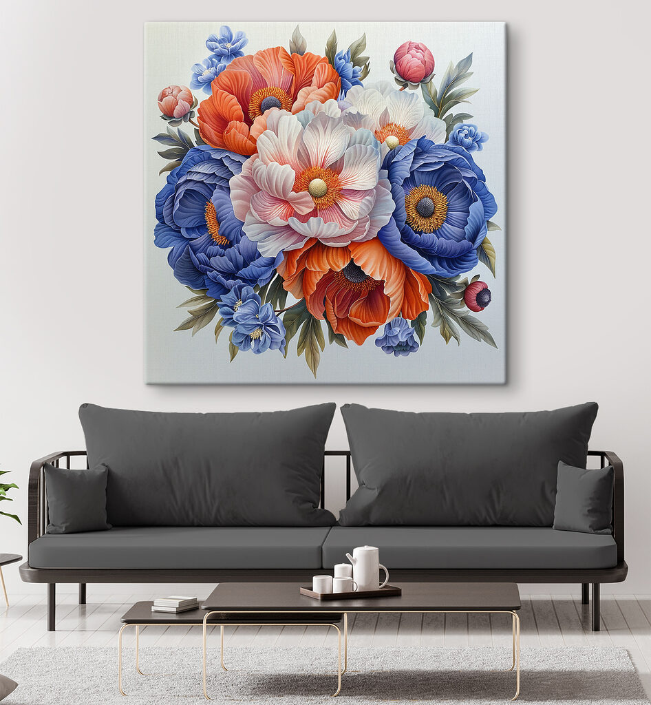 A painting of flowers on a white background A painting of flowers on a white background