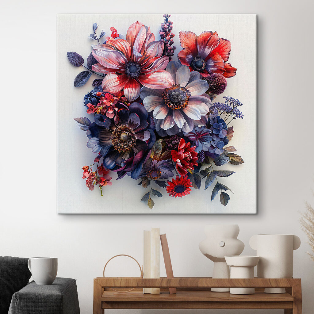 A group of flowers on a white surface A group of flowers on a white surface
