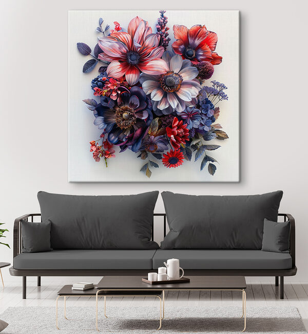 A group of flowers on a white surface A group of flowers on a white surface
