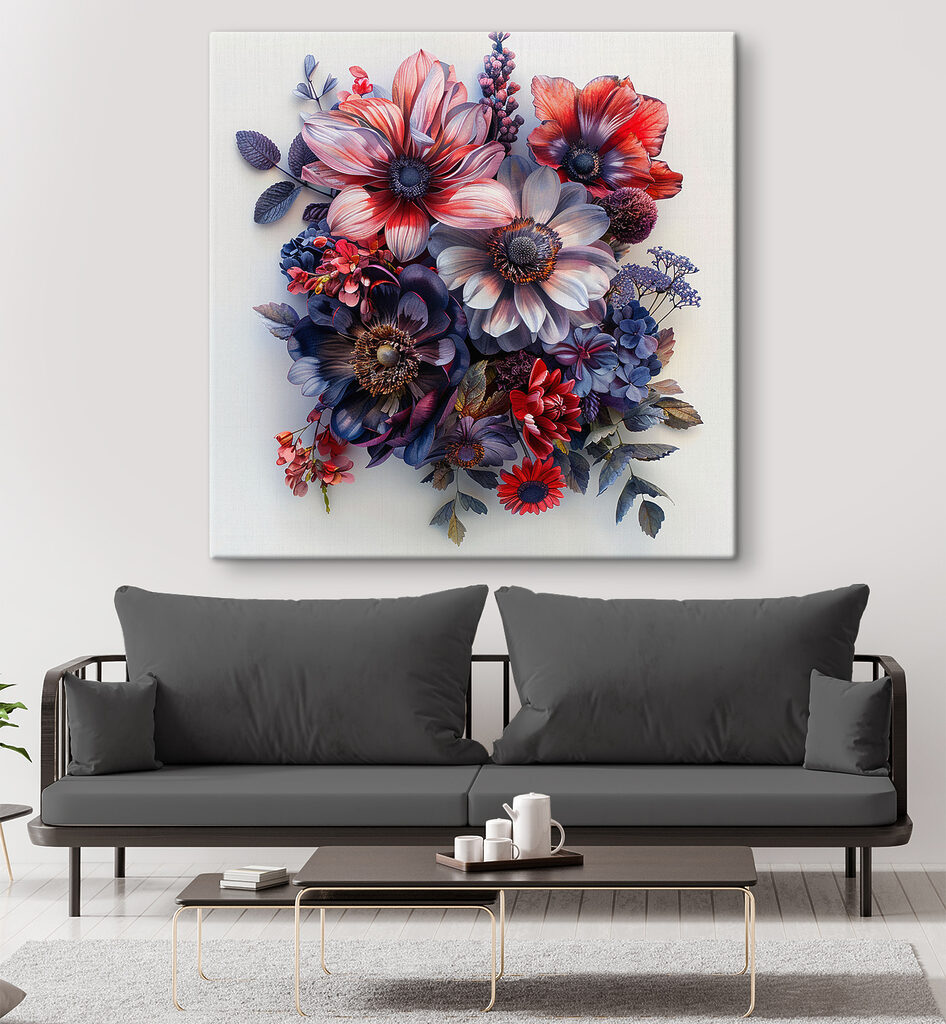 A group of flowers on a white surface A group of flowers on a white surface