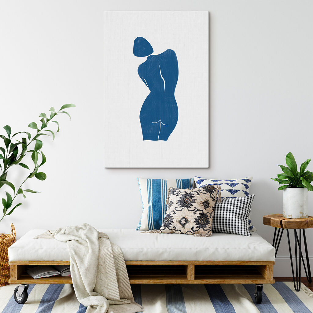 A blue drawing of a woman's body A blue drawing of a woman's body
