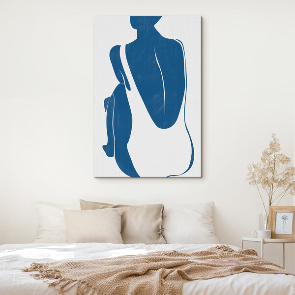 Cuadros La silueta en azul y blanco de una mujer y un pingüino (SKU: s38387) Cuadros Cuadros La silueta en azul y blanco de una mujer y un pingüino (SKU: s38387)