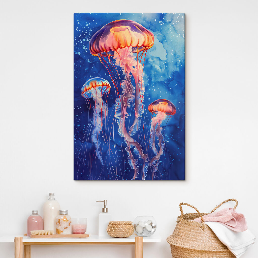 A group of jellyfish in water A group of jellyfish in water