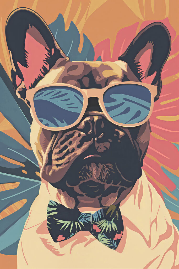 A dog wearing sunglasses and bow tie