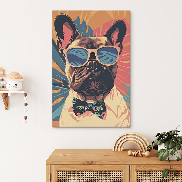 Cuadros Un perro con gafas de sol y pajarita (SKU: s38258) Cuadros Cuadros Un perro con gafas de sol y pajarita (SKU: s38258)