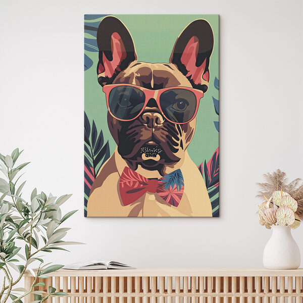 Cuadros Un perro con gafas de sol y pajarita