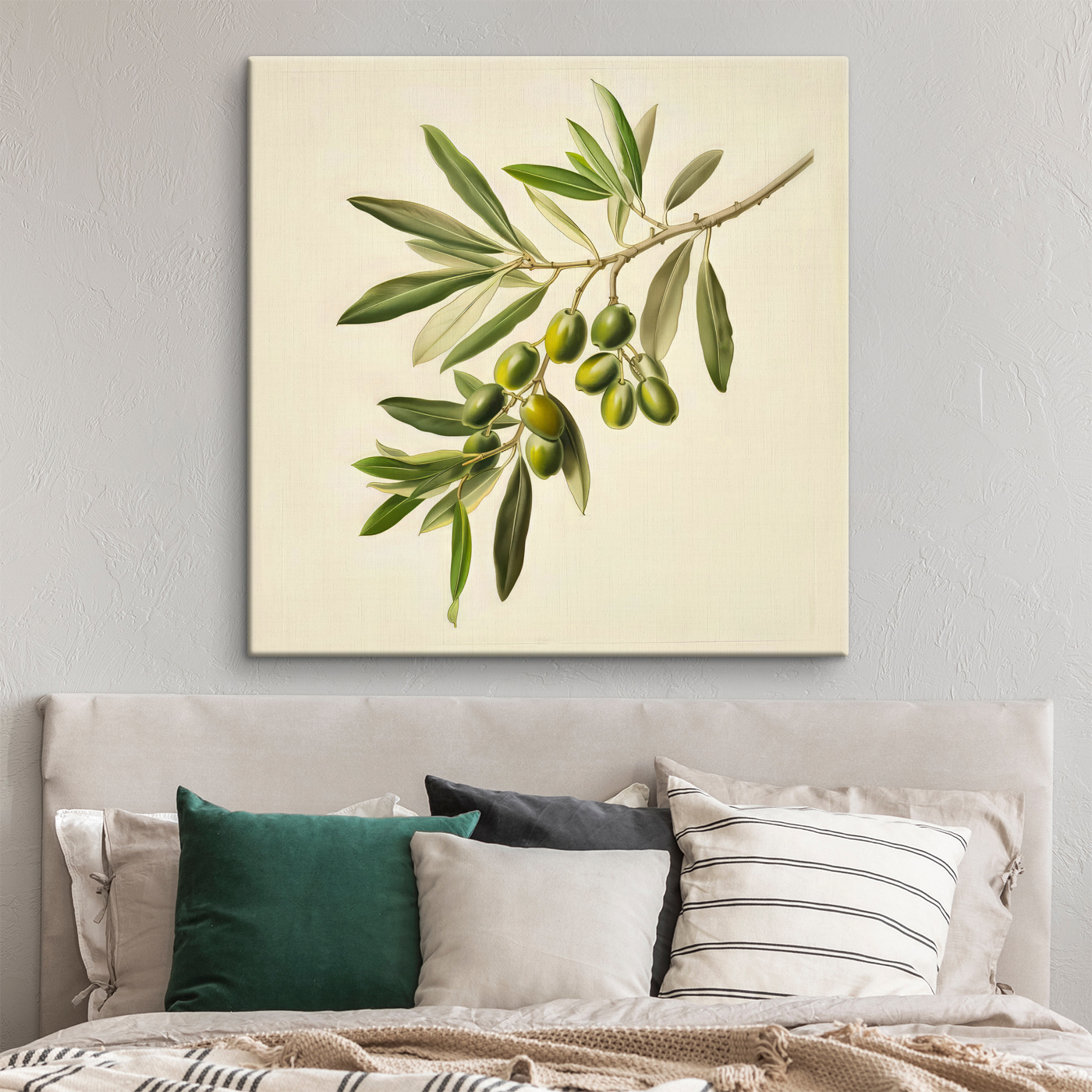 A green fruit on a branch A green fruit on a branch