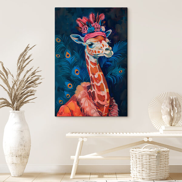 Cuadros Cuadros Una jirafa con un sombrero (SKU: s38419)