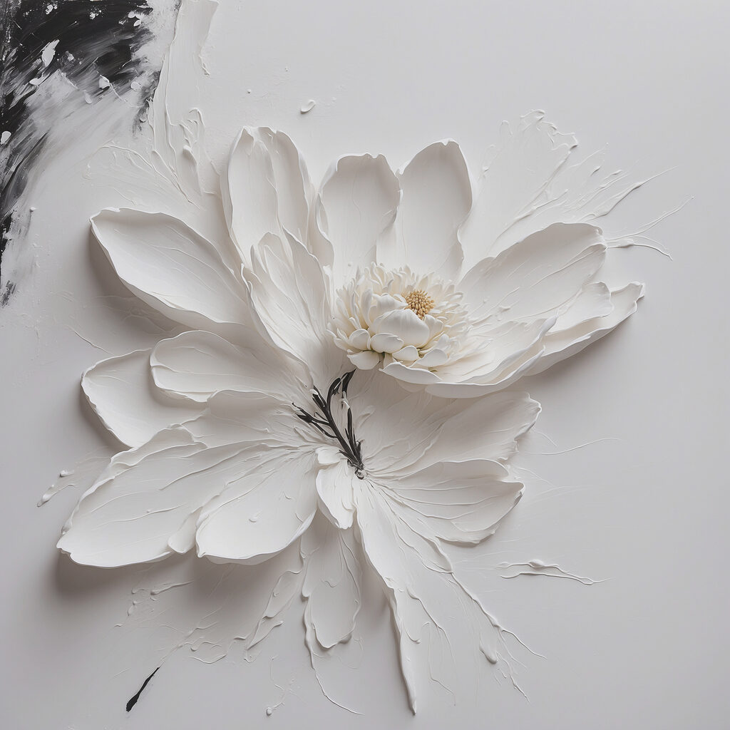 A white flower with black paint A white flower with black paint