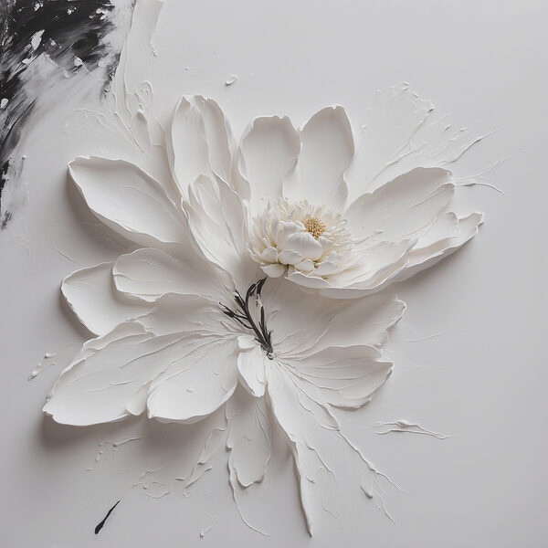 A white flower with black paint A white flower with black paint