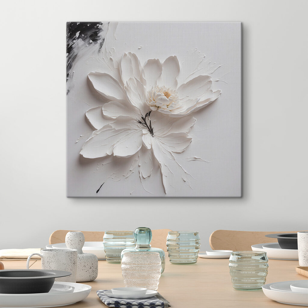A white flower with black paint A white flower with black paint