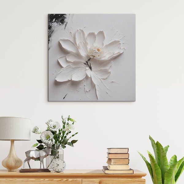 A white flower with black paint A white flower with black paint