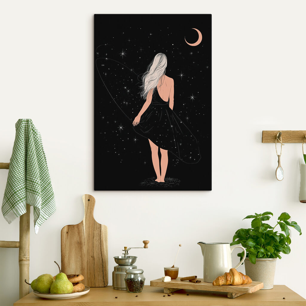 A woman in a black dress
