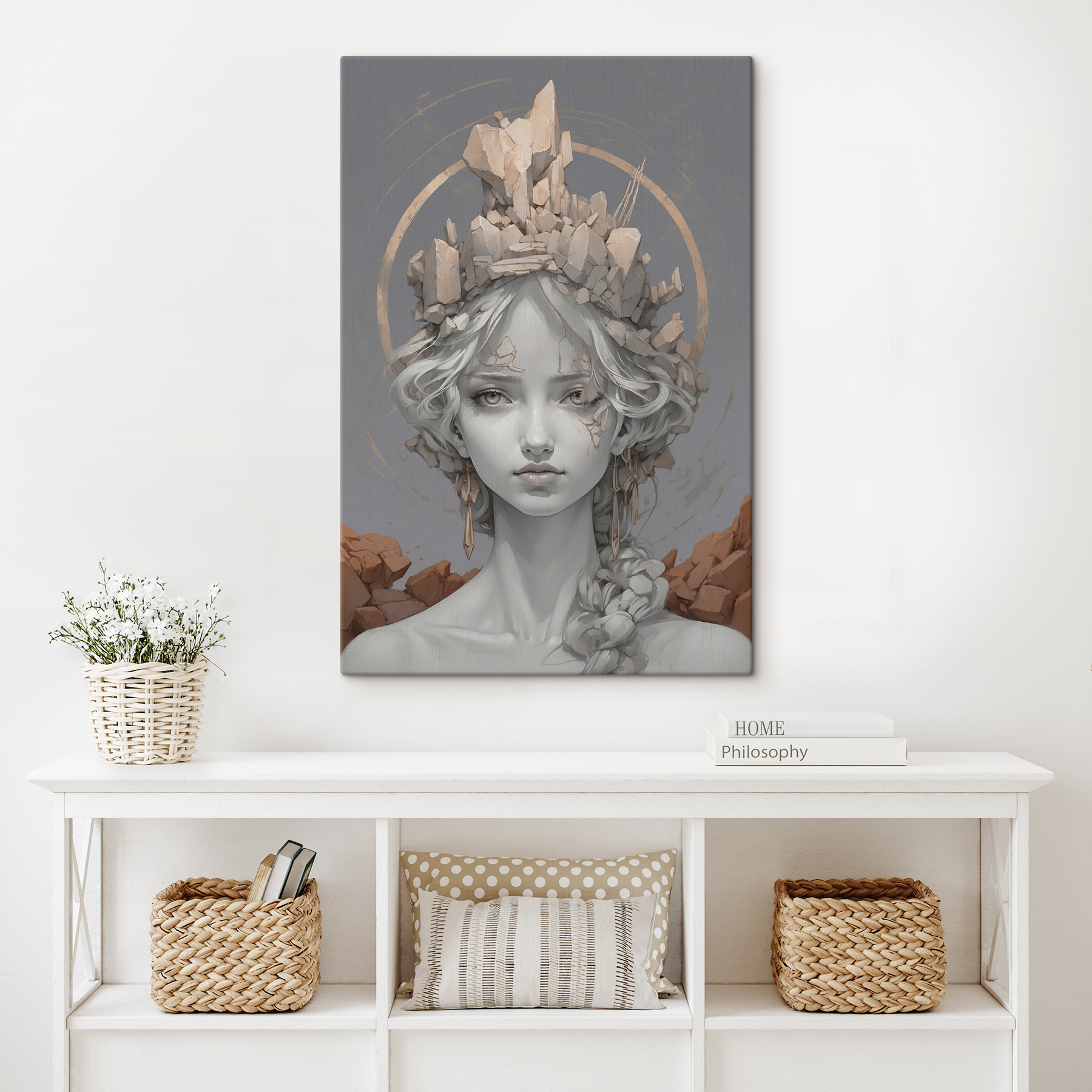 A woman with a crown of rocks A woman with a crown of rocks