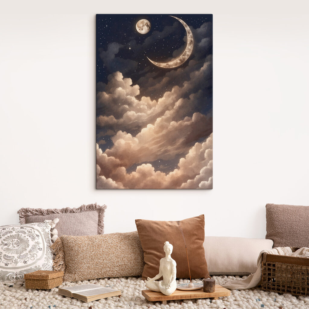 A moon and clouds in the sky A moon and clouds in the sky