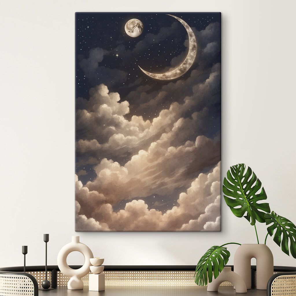 A moon and clouds in the sky A moon and clouds in the sky