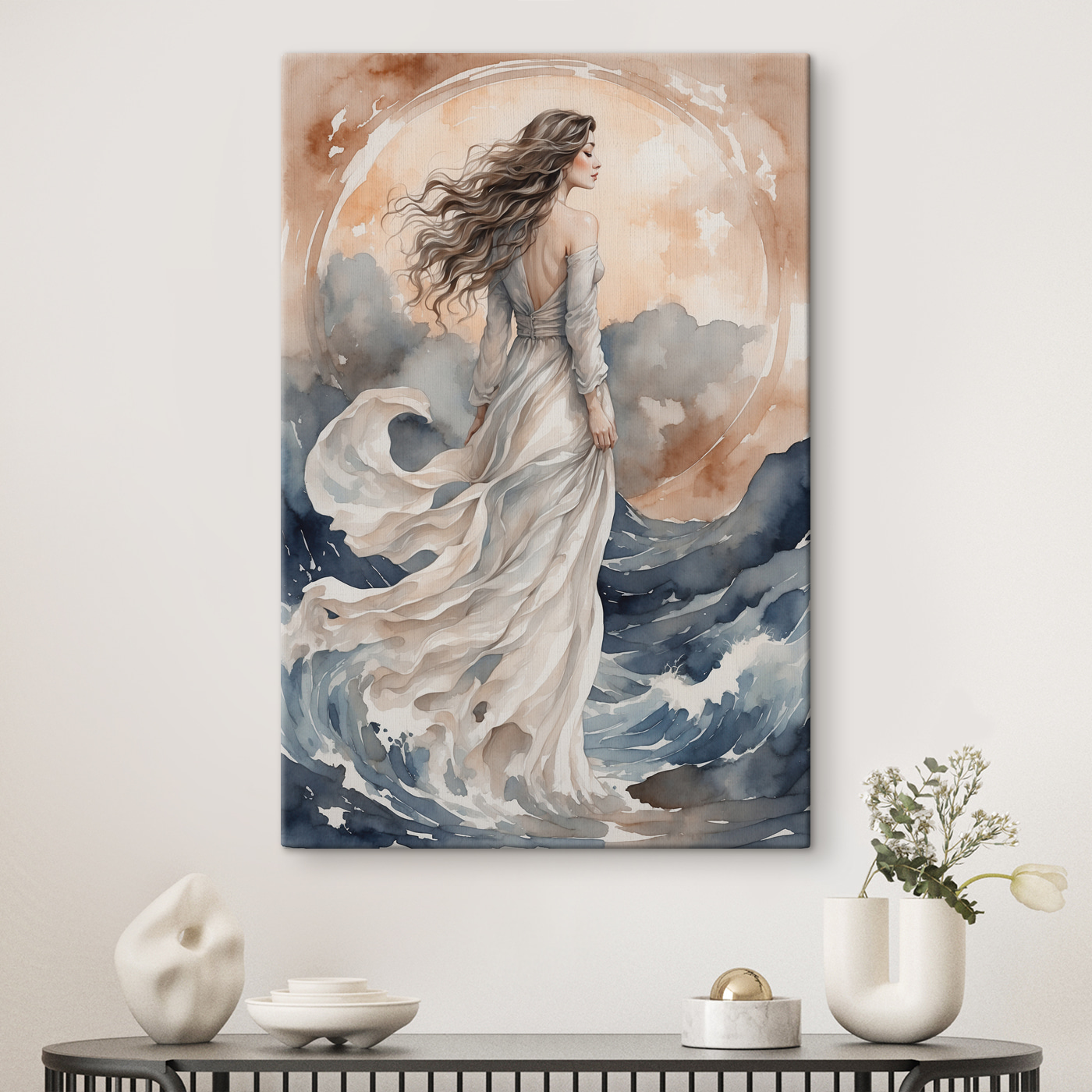 A woman in a white dress