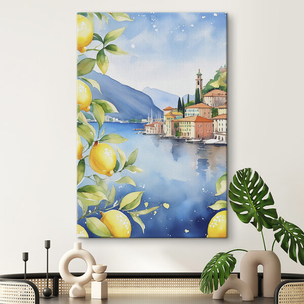 Cuadros Acuarela de una ciudad junto a una masa de agua (SKU: s38397) Cuadros Cuadros Acuarela de una ciudad junto a una masa de agua (SKU: s38397)