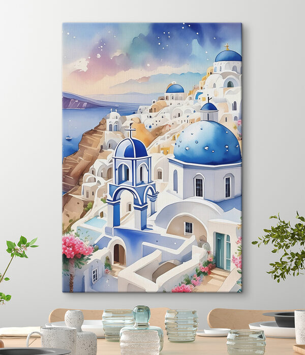 Cuadros Cuadros Un cuadro en el que se ve una ciudad con cúpulas azules (SKU: s38401)
