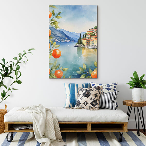 Cuadros Acuarela de un pueblo junto a una masa de agua (SKU: s38402) Cuadros Cuadros Acuarela de un pueblo junto a una masa de agua (SKU: s38402)