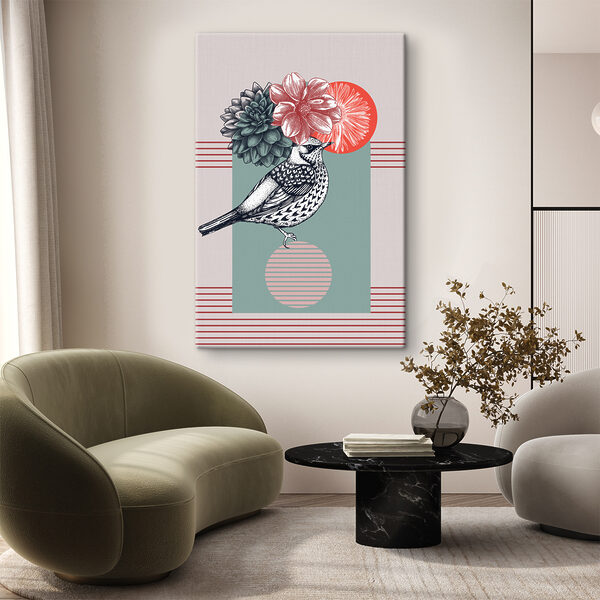 Cuadros Un pájaro con flores en la cabeza (SKU: s38442) Cuadros Cuadros Un pájaro con flores en la cabeza (SKU: s38442)
