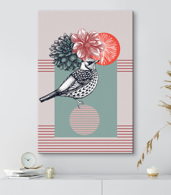 A bird with flowers on its head A bird with flowers on its head