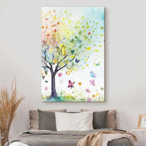 Cuadros Cuadros Un árbol con mariposas y hojas (SKU: s38444)