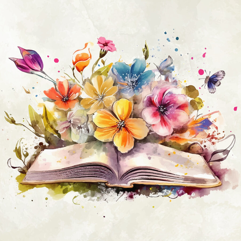 A book with flowers and butterflies A book with flowers and butterflies