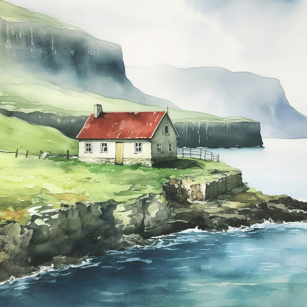 A house on a cliff by the water A house on a cliff by the water