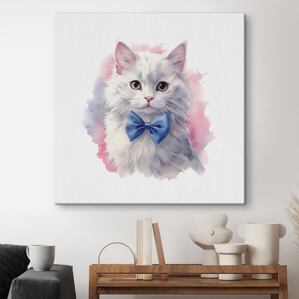 Cuadros Cuadros Una acuarela de un gato con una pajarita (SKU: s38479)