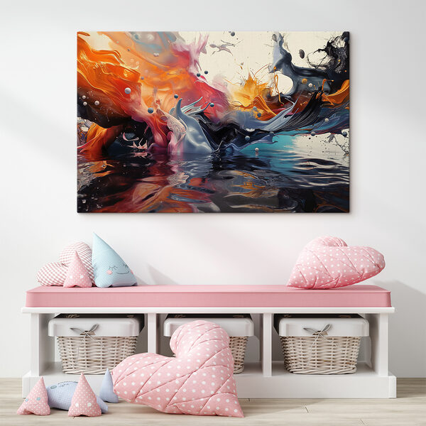 A colorful paint splashing out of water