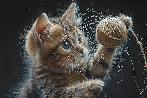 A cat playing with a ball of yarn A cat playing with a ball of yarn