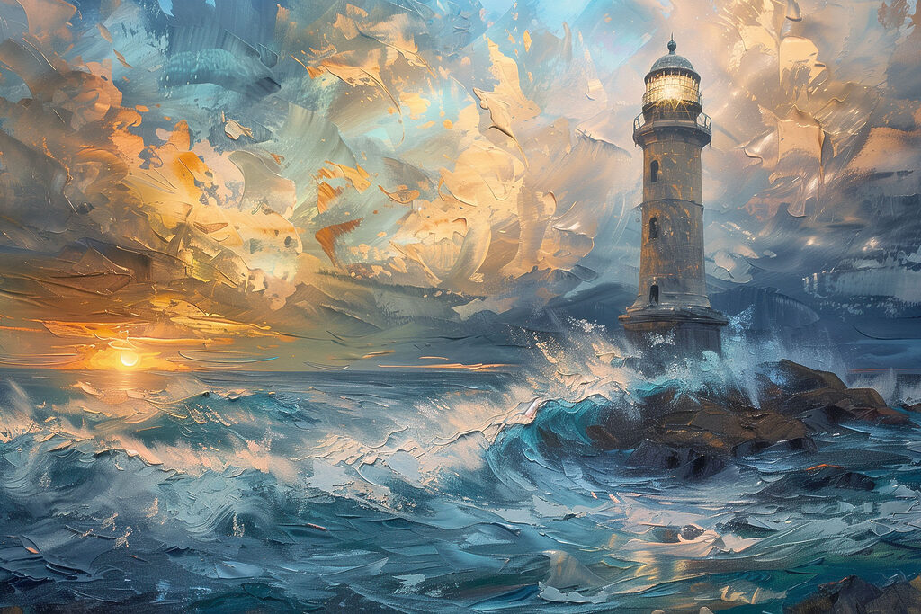 A lighthouse in the ocean A lighthouse in the ocean
