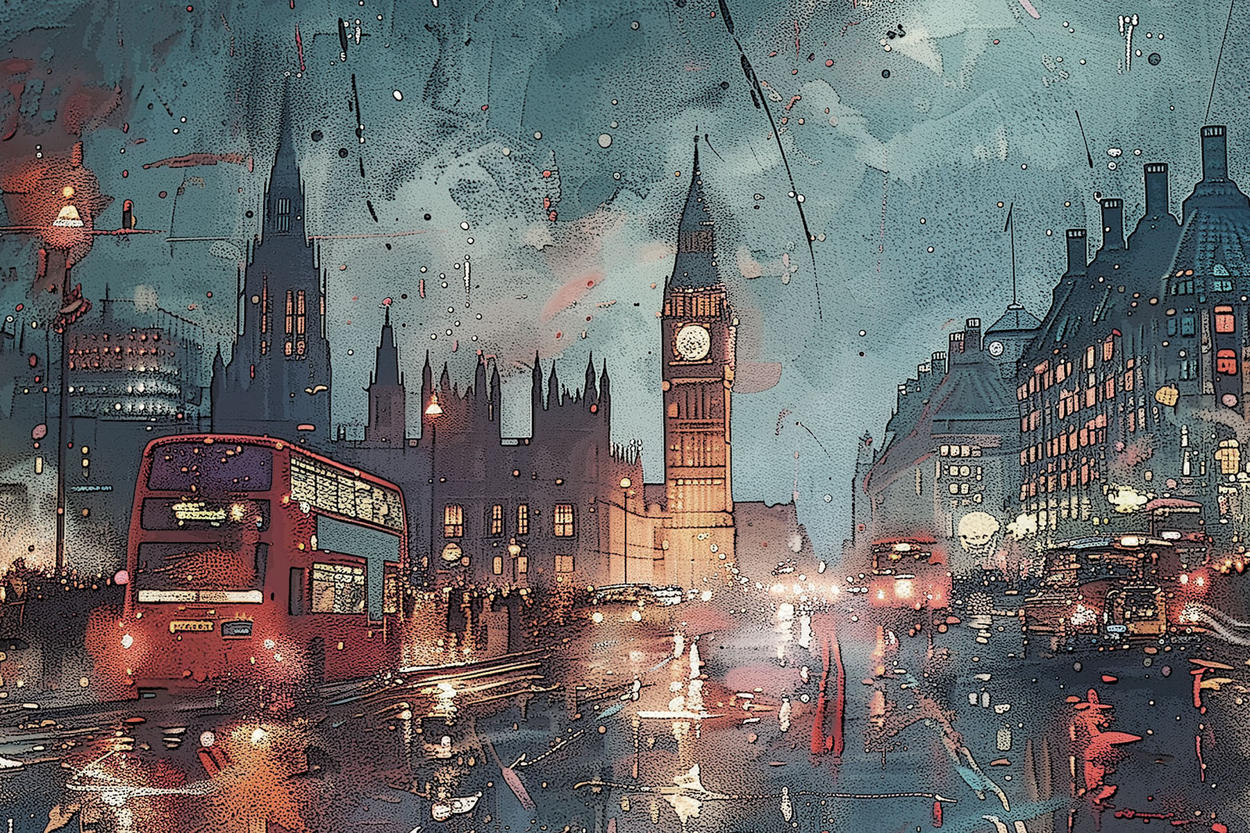 A city street with a clock tower A city street with a clock tower
