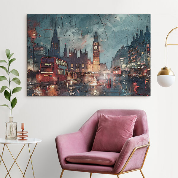 Cuadros Una calle de la ciudad con una torre del reloj (SKU: s38472) Cuadros Cuadros Una calle de la ciudad con una torre del reloj (SKU: s38472)