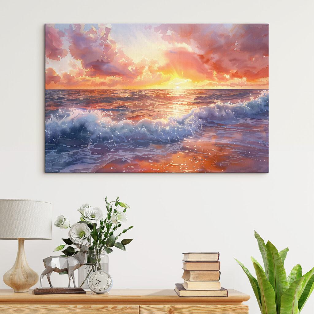 A sunset over the ocean