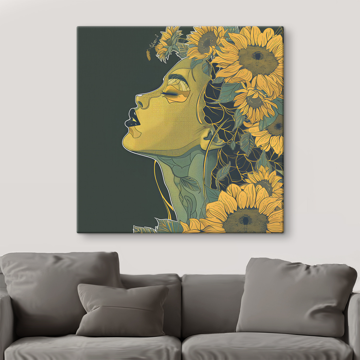 A woman with her eyes closed and flowers in her hair A woman with her eyes closed and flowers in her hair