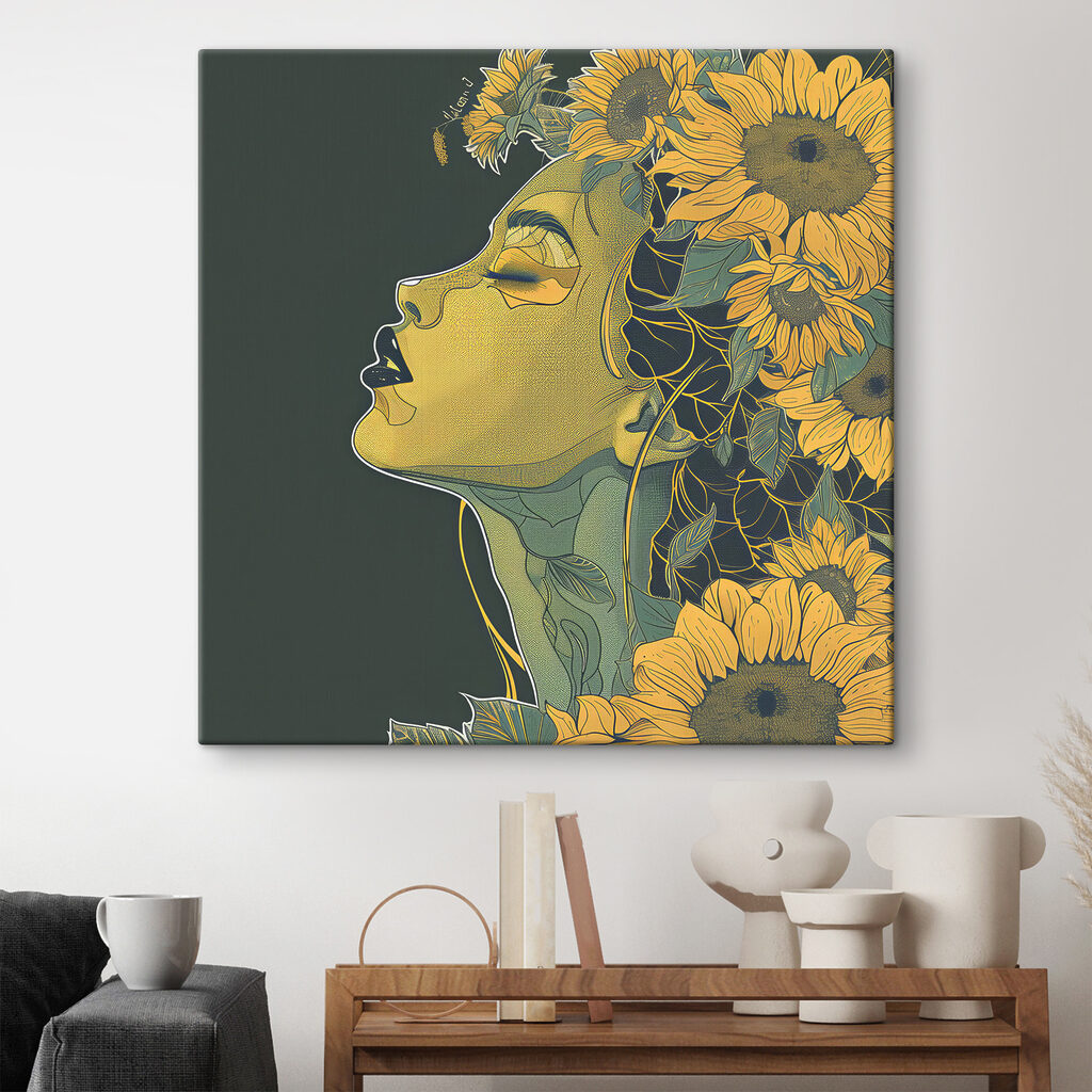 A woman with her eyes closed and flowers in her hair A woman with her eyes closed and flowers in her hair