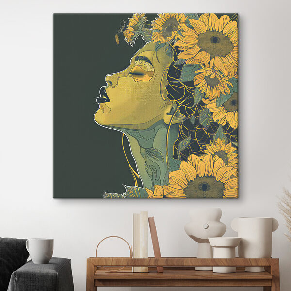 A woman with her eyes closed and flowers in her hair A woman with her eyes closed and flowers in her hair